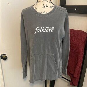 Taylor Swift Music Gray 'Folklore Album' Graphic Pullover Long Sleeve Shirt